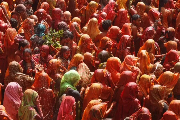 Framed Print : Holi celebration in Dauji temple, Dauji, Uttar Pradesh, India, Asia