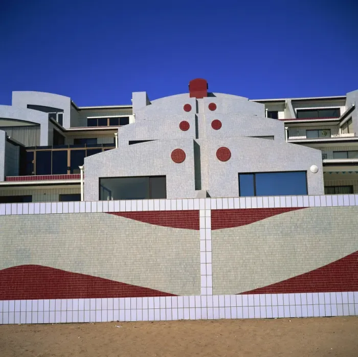 Framed Print : Holiday flats overlooking beach area, Swakopmund, Namibia, Africa Framed Print : Holiday flats overlooking beach area, Swakopmund, Namibia, Africa
