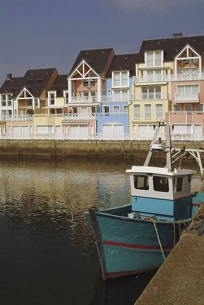 Holiday flats overlooking the port, Deauville, Calvados, Normandy, France, Europe