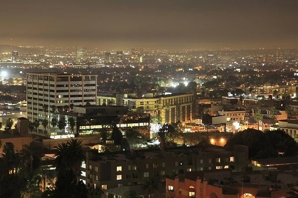 Hollywood Basin at night, Los Angeles, California, United States of America
