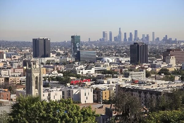 Hollywood and downtown skyline, Los Angeles, California, United States of America, North America