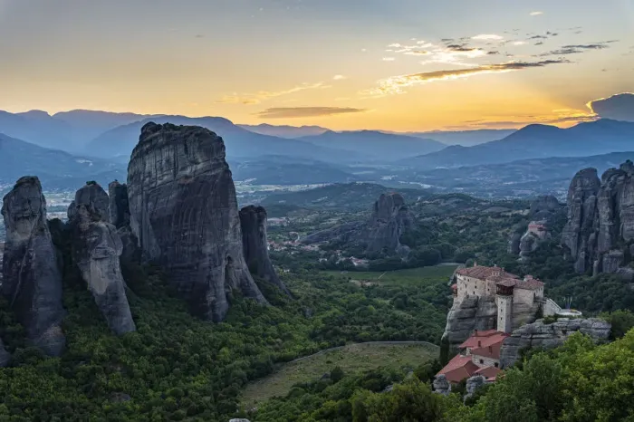 Framed Print : Holy Monastery of St. Nicholas Anapafsas at sunset, UNESCO World Heritage Site Framed Print : Holy Monastery of St. Nicholas Anapafsas at sunset, UNESCO World Heritage Site