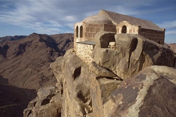 Holy Trinity Chapel, rebuilt in 1934 on summit of Mount Sinai, where Moses received the Ten Commandments, Egypt, North