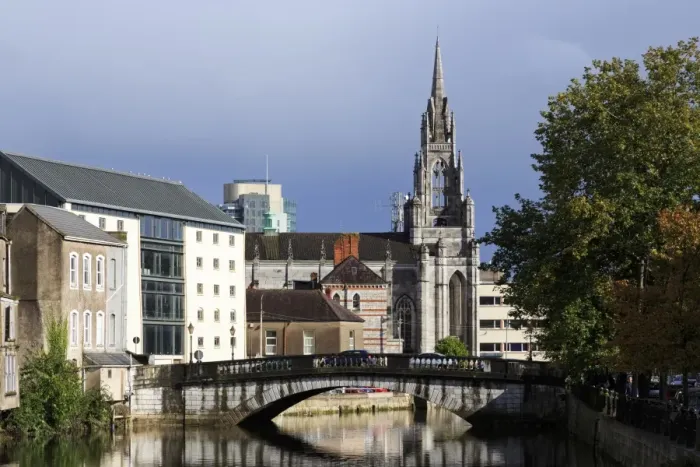 Framed Print : Holy Trinity Church and River Lee, Cork City, County Cork, Munster, Republic of Ireland, Europe