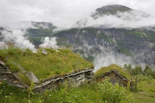 Homlongsaetra mountain farm, Geirangerfjorden near Geiranger, UNESCO World Heritage Site, More og Romsdal, Norway, Scandinavia, Europe