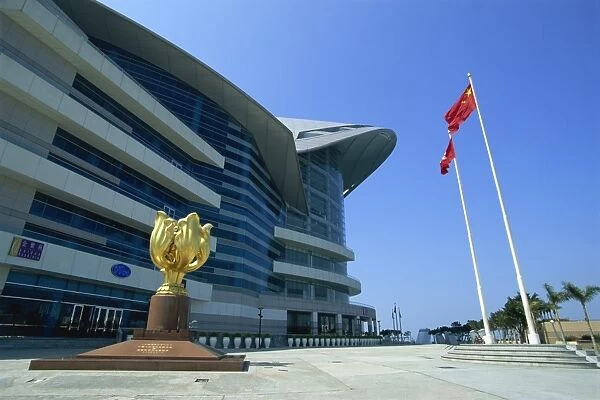 The Hong Kong Convention and Exhibition Centre, known locally as the Spaceship on the harbour front of Wan Chai, Hong Kong Island