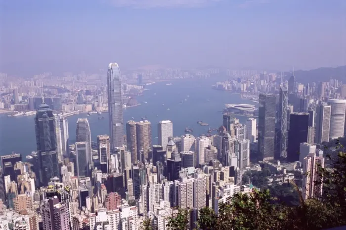 Framed Print : Hong Kong Island skyline and Victoria Harbour beyond, Hong Kong, China, Asia Framed Print : Hong Kong Island skyline and Victoria Harbour beyond, Hong Kong, China, Asia