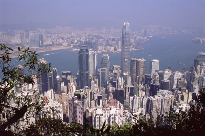 Framed Print : Hong Kong Island skyline and Victoria Harbour beyond, Hong Kong, China, Asia Framed Print : Hong Kong Island skyline and Victoria Harbour beyond, Hong Kong, China, Asia