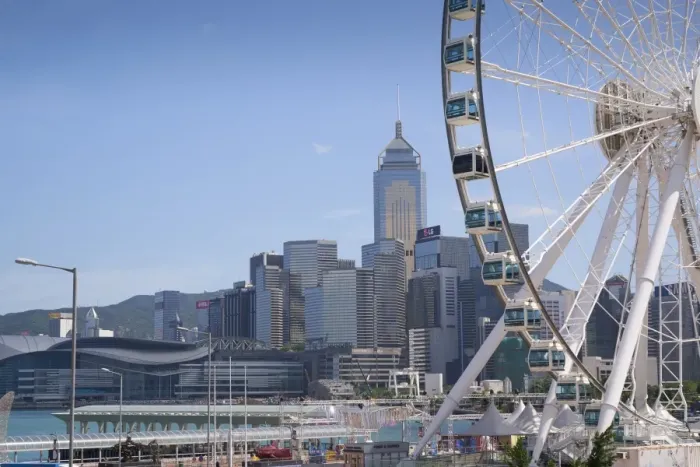 Framed Print : The Hong Kong Observation Wheel, Victoria Harbour, with the International Convention Centre Framed Print : The Hong Kong Observation Wheel, Victoria Harbour, with the International Convention Centre