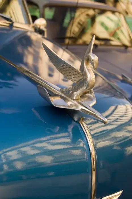 Framed Print : A hood ornament (mascot) on the bonnet of a vintage American Chevrolet Framed Print : A hood ornament (mascot) on the bonnet of a vintage American Chevrolet