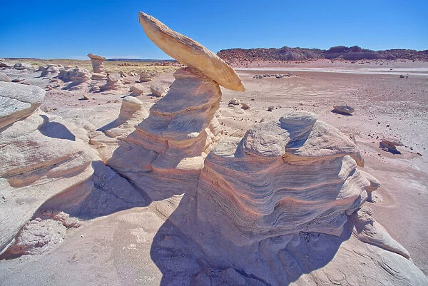 Hoodoo formations in the Devils Playground in Petrified Forest National Park, Arizona, United States of America, North America