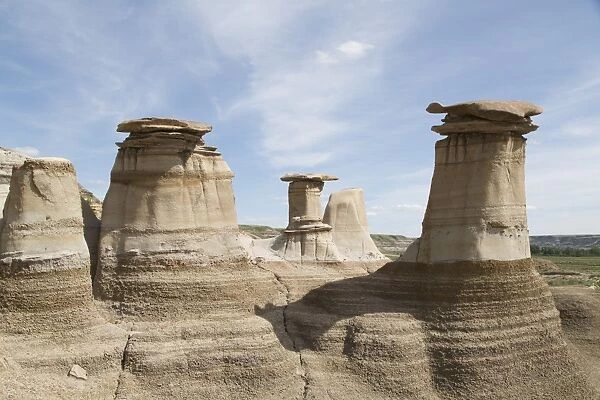 The hoodoos, rock formations formed by the erosion of Bentonite, in the Badlands