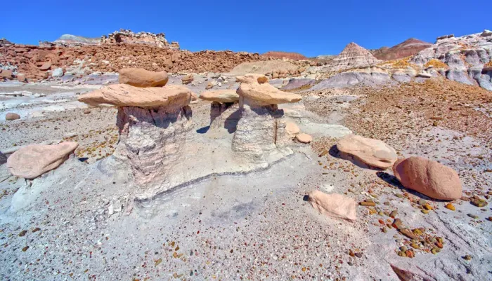 Framed Print : Three hoodoos in a triangular formation in Devils Playground called the Unholy Trinity, Petrified Forest National Park, Arizona, United States of America, North America Framed Print : Three hoodoos in a triangular formation in Devils Playground called the Unholy Trinity, Petrified Forest National Park, Arizona, United States of America, North America