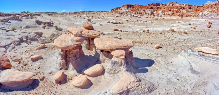 Framed Print : Three hoodoos in a triangular formation in Devils Playground called the Unholy Trinity, Petrified Forest National Park, Arizona, United States of America, North America