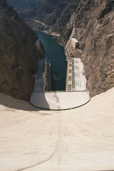 Hoover Dam on the Colorado River forming the border