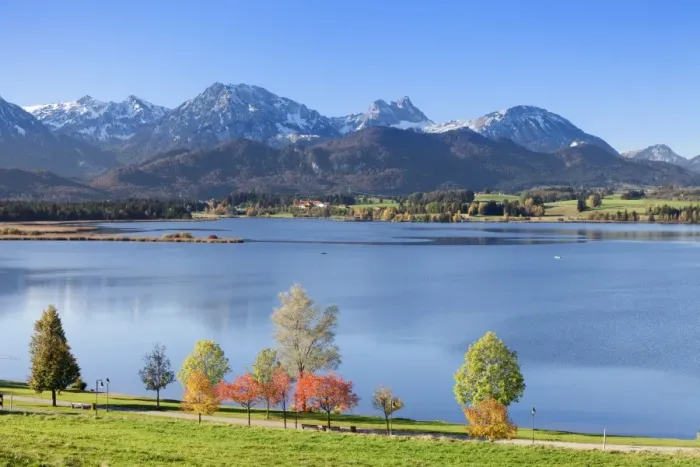 Framed Print : Hopfensee Lake in autumn, near Fussen, Allgau, Allgau Alps, Bavaria, Germany, Europe Framed Print : Hopfensee Lake in autumn, near Fussen, Allgau, Allgau Alps, Bavaria, Germany, Europe