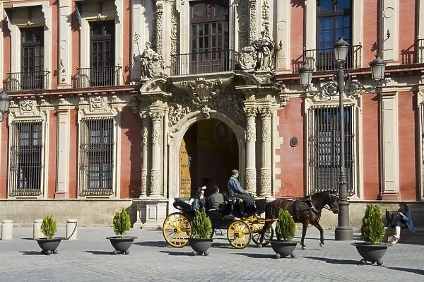 Horse and carriage with Archbishops Palace in background
