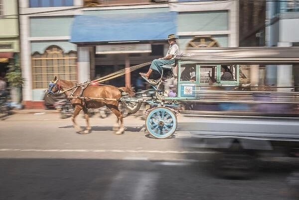 Horse and cart, Pyin Oo Lwin (Pyin U Lwin), Mandalay Region, Myanmar (Burma), Asia