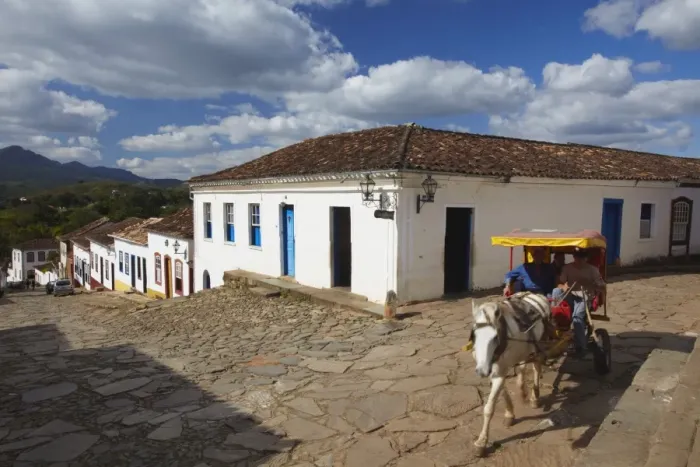 Framed Print : Horse-drawn carriage on cobblestone street, Tiradentes, Minas Gerais, Brazil, South America Framed Print : Horse-drawn carriage on cobblestone street, Tiradentes, Minas Gerais, Brazil, South America