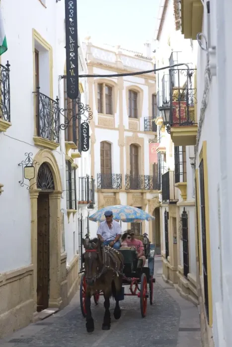 Framed Print : Horse drawn carriage, Ronda, one of the white villages, Malaga province