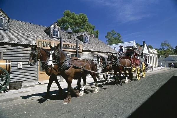 Horse drawn carriage at Sovereign Hill, re-creation of an 1860s gold-mining township near Ballarat