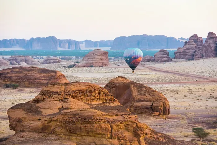 Framed Print : Hot air balloon flight over Hegra site and around with Hero Balloon Flights Saudi Operator, AlUla, Medina Province, Saudi Arabia Framed Print : Hot air balloon flight over Hegra site and around with Hero Balloon Flights Saudi Operator, AlUla, Medina Province, Saudi Arabia