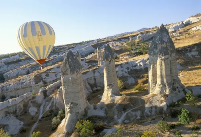 Framed Print : Hot air ballooning over rock formations Framed Print : Hot air ballooning over rock formations