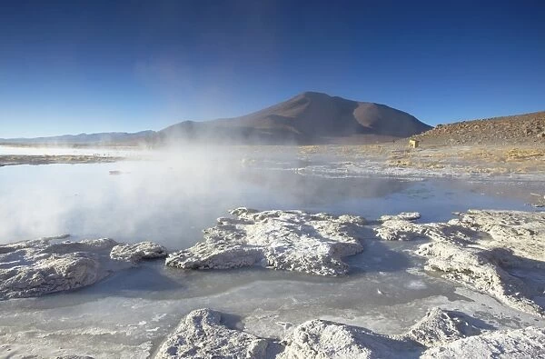 Hot springs of Termas de Polques on the Altiplano, Potosi Department, Bolivia, South America