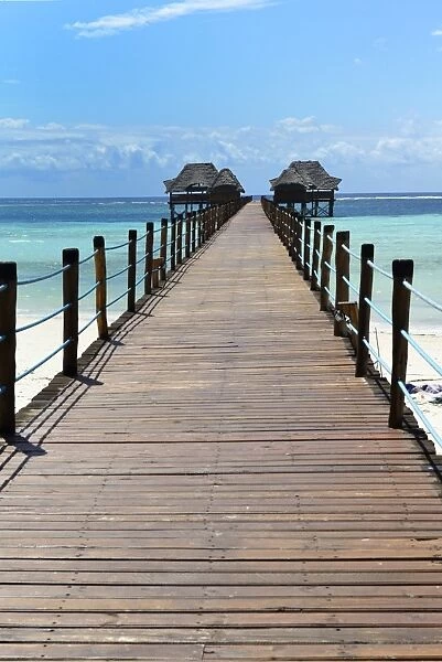 Hotel jetty, Bwejuu Beach, Zanzibar, Tanzania, Indian Ocean, East Africa, Africa