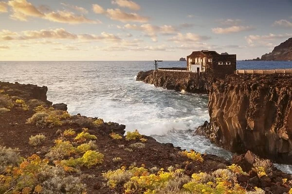 Hotel Punta Grande at sunset, Las Puntas, El Golfo, lava coast, UNESCO biosphere reserve