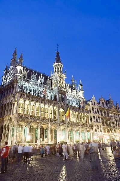 Hotel de Ville (Town Hall) in the Grand Place illuminated at night, UNESCO World Heritage Site