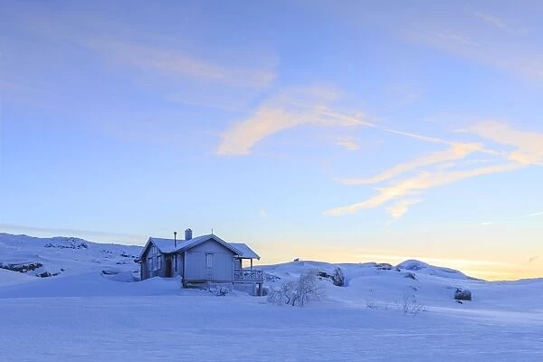 House isolated on the border between Norway and Sweden, Bjornfjell, Riskgransen, Norbottens Ian