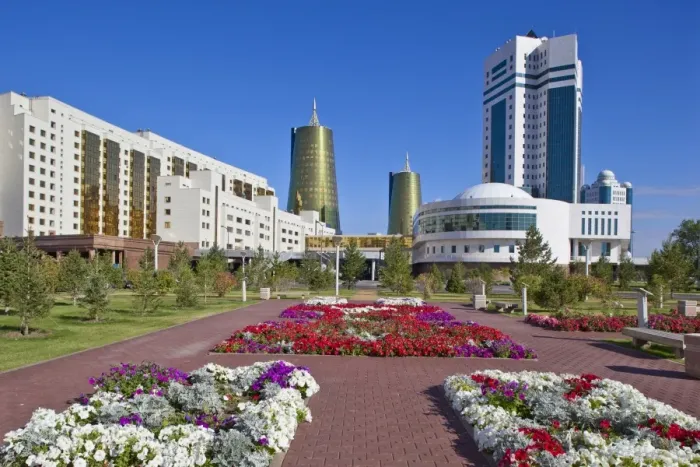Framed Print : House of Ministries and twin golden conical business centres, the southern one contains the headquarters of Samruk-Kazyna, Astana, Kazakhstan, Central Asia, Asia Framed Print : House of Ministries and twin golden conical business centres, the southern one contains the headquarters of Samruk-Kazyna, Astana, Kazakhstan, Central Asia, Asia