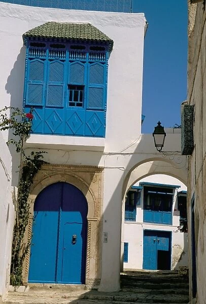 House painted in blue and white
