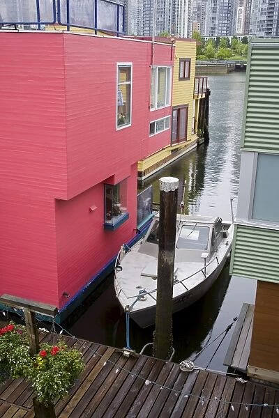 Houseboats on Granville Island, Vancouver, British Columbia, Canada, North America