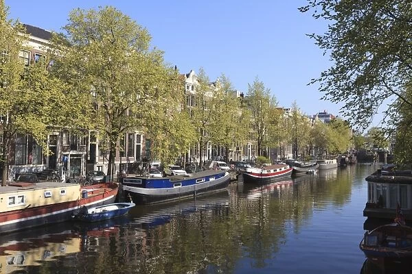 Houseboats on Singel Canal, Amsterdam, Netherlands, Europe