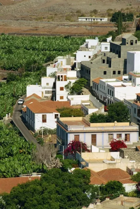 Framed Print : Houses beside banana plantations, Santiago, La Gomera, Canary Islands, Spain Framed Print : Houses beside banana plantations, Santiago, La Gomera, Canary Islands, Spain