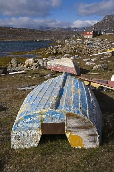 Houses and boats in Nanortalik, Island of Qoornoq, Province of Kitaa, Southern Greenland