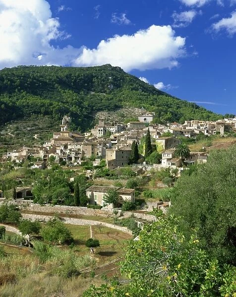 Houses and churches in the hill town of Valldemosa on Majorca, Balearic Islands