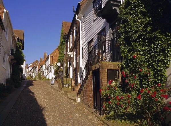Houses on a cobbled street, Rye, Sussex, England, UK, Europe