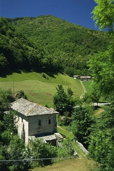 Houses and fields in the Pesio Valley near Certosa
