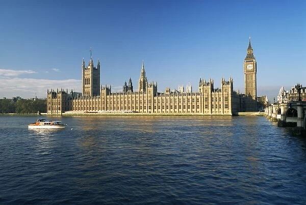 The Houses of Parliament, UNESCO World Heritage Site, across the River Thames