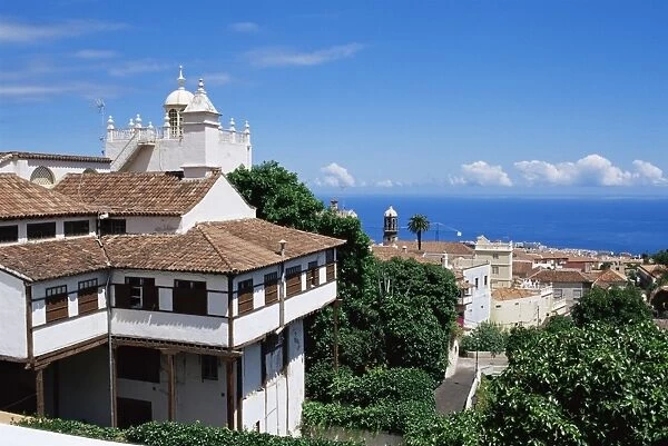 Houses and sea view, La Orotava, Tenerife, Canary Islands, Spain, Atlantic, Europe