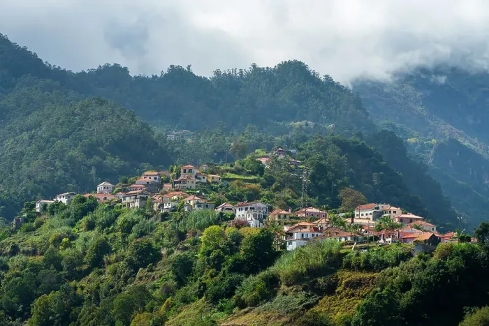 Framed Print : Houses on slope in Sao Roque do Faial in the mountains, Santana, Madeira, Portugal, Atlantic, Europe Framed Print : Houses on slope in Sao Roque do Faial in the mountains, Santana, Madeira, Portugal, Atlantic, Europe
