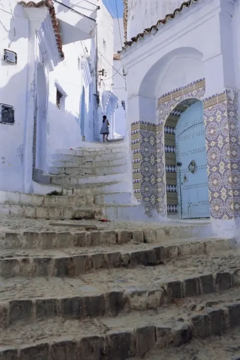 Framed Print : Houses and steps in Chefchaouen (Chaouen) (Chechaouen) Framed Print : Houses and steps in Chefchaouen (Chaouen) (Chechaouen)