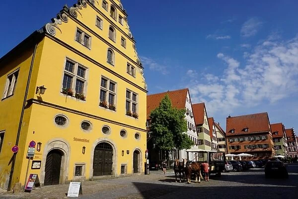 Houses in Weinmarkt, Dinkelsbuhl, Romantic Road, Franconia, Bavaria, Germany, Europe