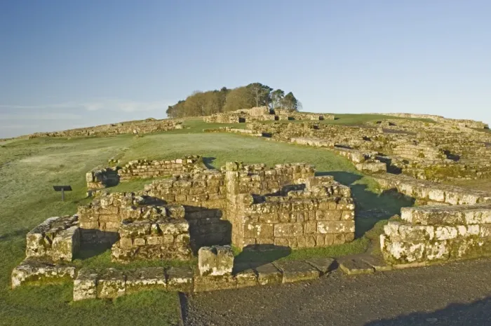 Framed Print : Part of Housesteads Roman Fort, looking up to Housesteads Wood, Hadrians Wall Framed Print : Part of Housesteads Roman Fort, looking up to Housesteads Wood, Hadrians Wall