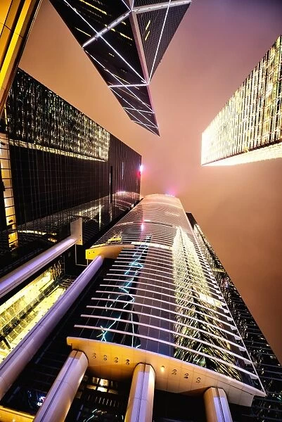 HSBC and BOC towers at night, Hong Kong, China, Asia