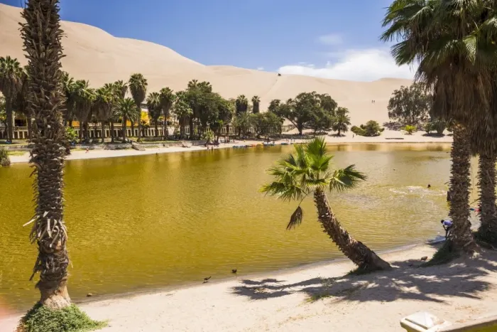 Framed Print : Huacachina, a sand dunes surrounded oasis village in the Ica Region of Peru, South Framed Print : Huacachina, a sand dunes surrounded oasis village in the Ica Region of Peru, South