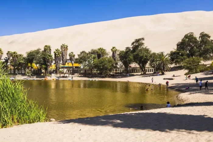 Framed Print : Huacachina, a sand dunes surrounded oasis village in the Ica Region of Peru, South Framed Print : Huacachina, a sand dunes surrounded oasis village in the Ica Region of Peru, South